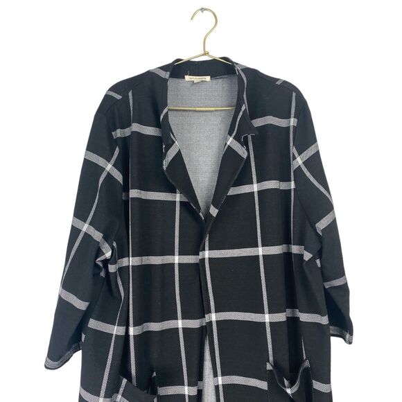 Don't Stop Believing Womans Open Front‎ Black White Cardigan Size 2X 0134 - Picture 2 of 7